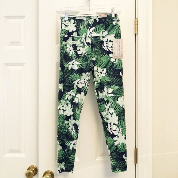 Balance Collection Full Length Leggings Tropical Floral Fronds Medium Wicking - Picture 1 of 9